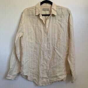 NEW Everlane The Linen Relaxed Shirt in Beige/Cream Stripe